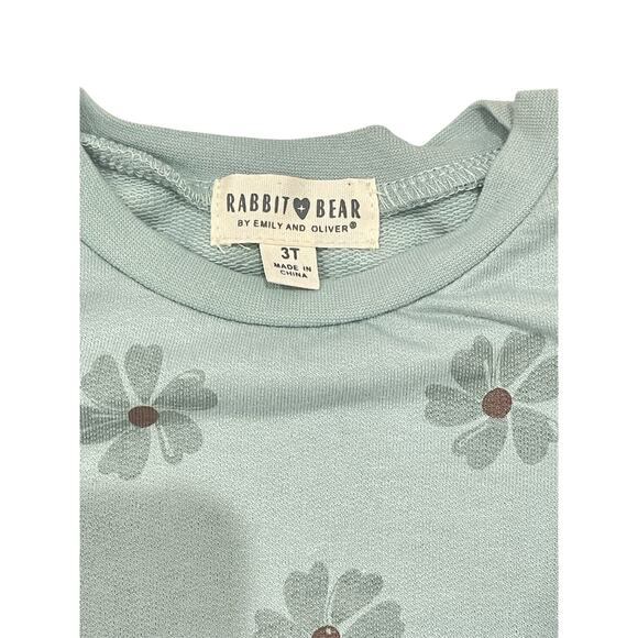Rabbit Bear Floral Organic Cotton Sweatshirt & Jogger Set 4T - Picture 3 of 4